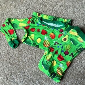 Gently Worn. Little Sleepies Two Piece Set. Fruits & Veggies. Size 2T